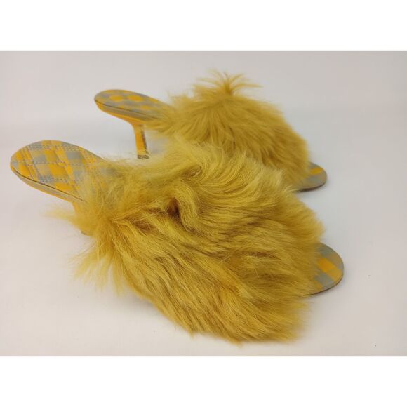 Burberry Women's Manilla Yellow Shearling Minnie Slides Mules Sandals Size 38.5 - Picture 1 of 6